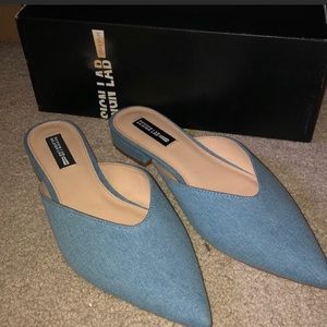 DESIGN LAB Denim Pointed Toe Flats